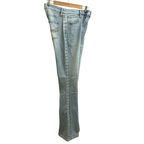 Idyllwind Miranda Lambert Light Wash Side Studded Flare Jeans 10Wx34L Distressed - Picture 6 of 10